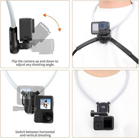 VRIG Claw Mini Necklace Mount Quick Release Magnetic Suction Neck Hanging Silicone Locking Drop-Proof Multi-Angle Adjustment for Fishing, Biking, Snowboarding, Travel, vlogging and More in Saudi Arabia