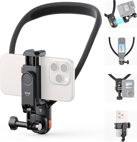 VRIG Claw Mini Necklace Mount Quick Release Magnetic Suction Neck Hanging Silicone Locking Drop-Proof Multi-Angle Adjustment for Fishing, Biking, Snowboarding, Travel, vlogging and More in Kuwait