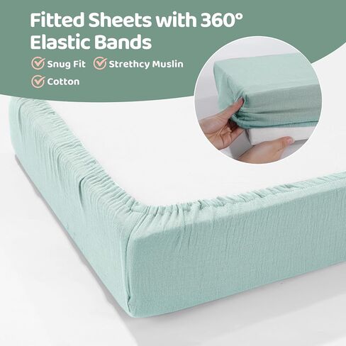 HOMBYS Muslin Fitted Crib Mattress Sheets with Satin Bassinet Sheet for Baby Hair,100% Cotton Deep Pocket Toddler Bed Sheets with Silky Soft Bassinet Slip,Baby Hair Care 3 Packs,33x17 in in Saudi Arabia