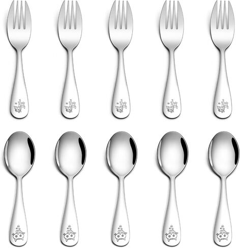 TeamFar 6 Pieces Toddler Utensils, Stainless Steel Kids Silverware Small Toddler Forks and Spoons, Children Safe Flatware Cutlery Set - 3 Forks & 3 Spoons, Mirror Surface, Dishwasher Safe in Saudi Arabia