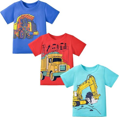 Toddler Boy Short Sleeve Tshirt Summer Cotton Casual Graphic Crewneck Tee Shirts Packs in Saudi Arabia