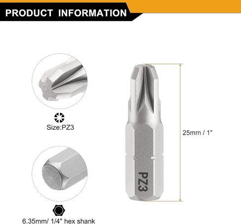 HARFINGTON 10pcs PZ2 Pozi Screwdriver Bit 1/4" Hex Shank 25mm/1" Length Magnetic Phillips Slotted Hex Bits S2 Steel Screw Driver Bit in Kuwait