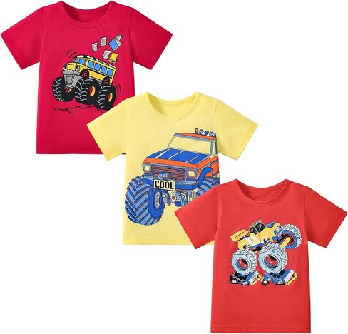 Toddler Boy Short Sleeve Tshirt Summer Cotton Casual Graphic Crewneck Tee Shirts Packs in Saudi Arabia