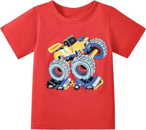 Toddler Boy Short Sleeve Tshirt Summer Cotton Casual Graphic Crewneck Tee Shirts Packs in Saudi Arabia