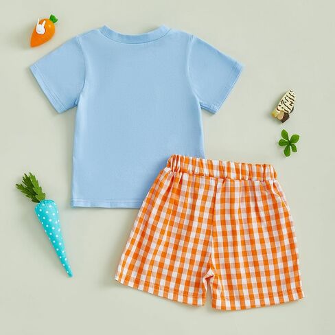 Beqeuewll Baby Boy 4th of July Outfit Short Sleeve Flag T-Shirt Shirt Slaid Flag Shirts 2pcs Summer 4th of July Toddler Boy Outfits in Kuwait