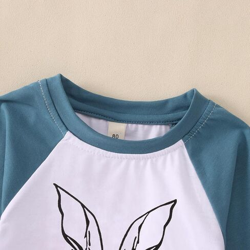 MODNTOGA Toddler Baby Boy Easter Outfit Cool Bunny Shirt Kids Boy Hip Hop Rabbit Graphic T-Shirt Raglan Long Sleeve Tee Tops in Saudi Arabia
