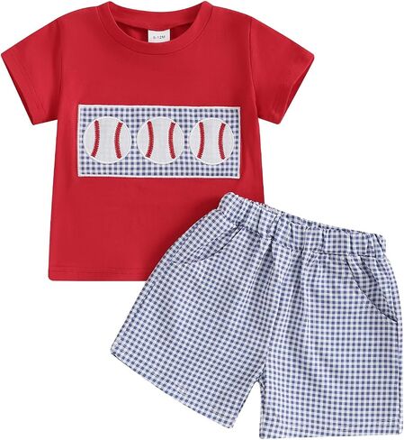 MoZiKQin Toddler Baby Boy Summer Clothes Short Sleeve Embroidery Letter T-shirt with Plaid Shorts Summer Outfits Set in Saudi Arabia