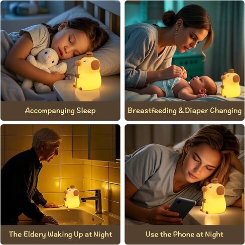 Capybara Nursery Night Light ، وضع RGB 7 ألوان وضوء دافئ قابلاً للضعف 3 ، تحكم في الصنبور ، مؤقت 30 دقيقة ، سيليكون آمن وناعم 100 ٪ ، أجواء رائعة ، مهدئة ، هدية للأطفال ، زهرة in Kuwait