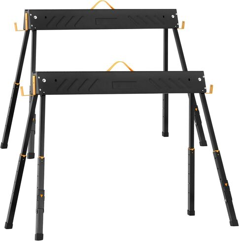 YITAHOME Folding Saw Horses 2 Pack, 27.5 to 33.4 Inch Height Adjustable Legs, Sawhorse Pair with 2x4 Support Arms, Portable Jobsite Table, 2200 Lbs Load Capacity Pro Bench Saw Horse for Woodworking, Carpenters in Saudi Arabia