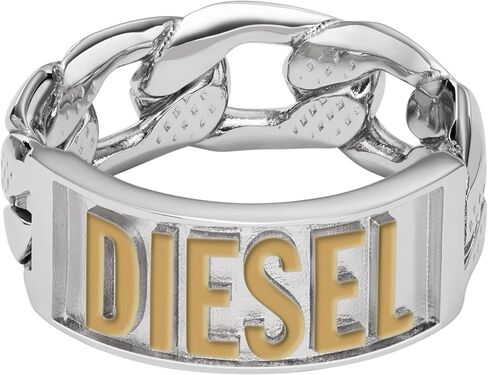 Diesel Men's Silver Stainless Steel Logo Signet Ring (Model: DX1475040) in Saudi Arabia