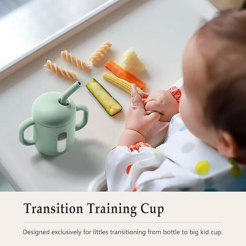 CLYMENE Silicone Training Cup with Straw & Handles, Baby Sippy Cup | Water Drinking Cup, For Infants and Toddlers, 6 Months+, 6 oz in Saudi Arabia
