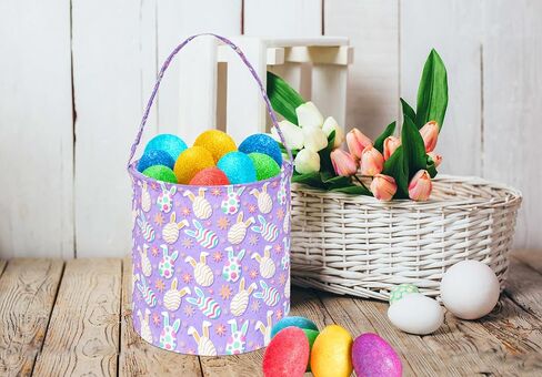 Easter Basket,Easter Bunny Basket,Easter Eggs Gift Basket,Cute Toy Storage Basket for Kids,Storage Box Organizer Basket for Kids (Purple) in Saudi Arabia