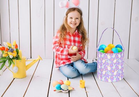 Easter Basket,Easter Bunny Basket,Easter Eggs Gift Basket,Cute Toy Storage Basket for Kids,Storage Box Organizer Basket for Kids (Purple) in Saudi Arabia