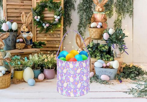 Easter Basket,Easter Bunny Basket,Easter Eggs Gift Basket,Cute Toy Storage Basket for Kids,Storage Box Organizer Basket for Kids (Purple) in Saudi Arabia