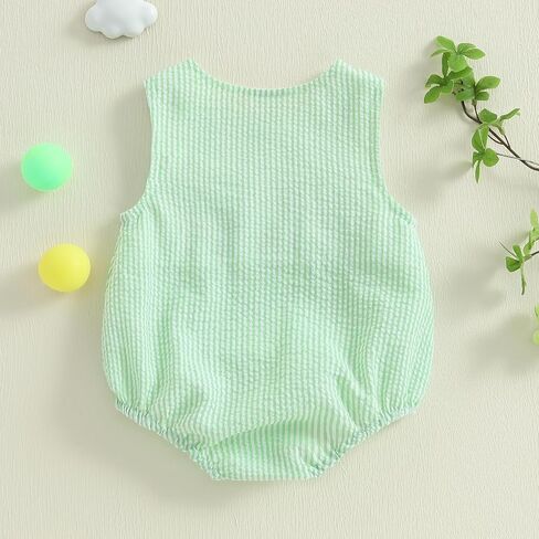 Newborn Infant Baby Boy Summer Outfits Sleeveless Smocked Bubble Romper One Piece Golf Onesie Clothes in Kuwait