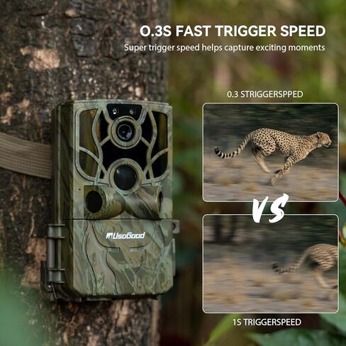 usogood Trail Camera 4K 48MP Game Camera with 8 Batteries 32GB Card,WiFi Bluetooth Connection,Trail Cameras with Night Vison Motion Activated Waterproof for for Deer/Hunting/Wildlife Monitoring in Saudi Arabia