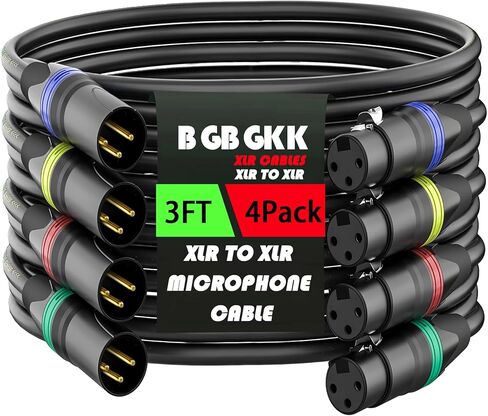 كابلات XLR بطول 6 أقدام و6 حزم، كابل ميكروفون XLR احترافي ذكر إلى أنثى، كابل مكبر صوت XLR مطلي بالذهب 3 دبابيس، كابل ميكروفون متوازن، متعدد الألوان in Kuwait
