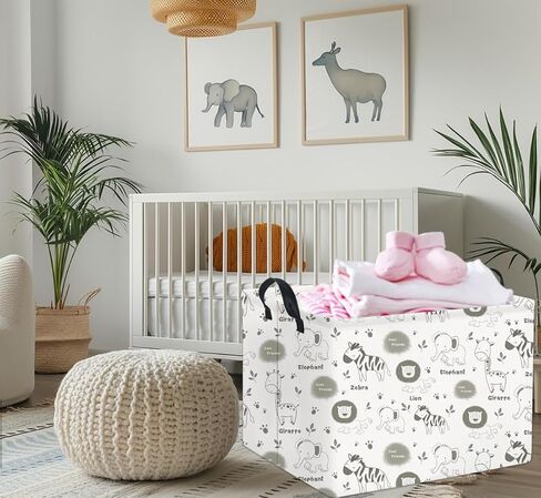 Rectangular Kids Storage Basket Baby Storage Basket with Handles for Home Kitchen Boys and Girls Cute Toy Storage Bin Organizer Shelf Book Room Decor(Purple Butterfly) in Kuwait