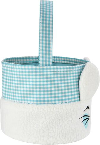 Easter Bunny Basket,Cute Plush Easter Bucket with Handle for Easter Party Egg Hunts Decorations Candy Gifts Storage (Blue) in Saudi Arabia