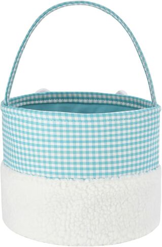 Easter Bunny Basket,Cute Plush Easter Bucket with Handle for Easter Party Egg Hunts Decorations Candy Gifts Storage (Blue) in Saudi Arabia