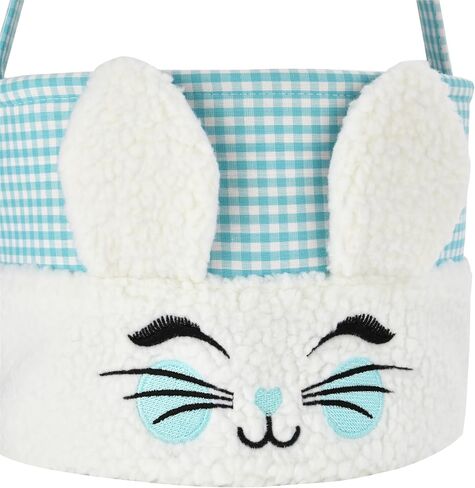 Easter Bunny Basket,Cute Plush Easter Bucket with Handle for Easter Party Egg Hunts Decorations Candy Gifts Storage (Blue) in Saudi Arabia