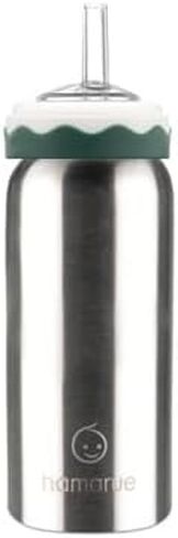 3-in-1 Deluxe Stainless Steel Sippy Cup for Babies and Toddlers | Non-Toxic Plastic Free Liquid Transfer | Straw Baby Cup & Bottle | Leak Proof Insulated (Green, 6 oz) in Kuwait