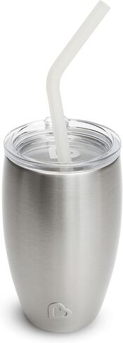 Munchkin Sippy Cup for Toddlers, Miracle 360 Stainless Steel with Straw Cup and Open Sipper Lid Grow with Me Kit, 10 Ounce, Blue in Saudi Arabia