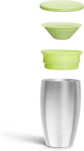 Munchkin Sippy Cup for Toddlers, Miracle 360 Stainless Steel with Straw Cup and Open Sipper Lid Grow with Me Kit, 10 Ounce, Blue in Saudi Arabia