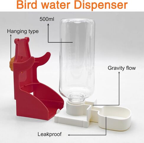 VCEPJH No Mess Bird Feeder with Water Dispenser, Automatic Parrot Feeder Drinker Parakeet Seed Dispenser Food Container with Cage Perch for Lovebirds Conures Budgies Canary Finch (4Pcs) in Kuwait