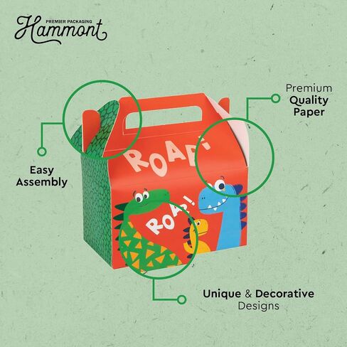Hammont Paper Treat Boxes - (10 Pack) - Party Favors Treat Container Cookie Boxes Cute Designs Perfect for Parties and Celebrations 6.25" x 3.75" x 3.5" (Ladybug) in Saudi Arabia
