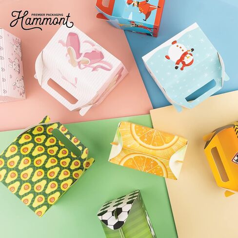 Hammont Paper Treat Boxes - (10 Pack) - Party Favors Treat Container Cookie Boxes Cute Designs Perfect for Parties and Celebrations 6.25" x 3.75" x 3.5" (Ladybug) in Saudi Arabia