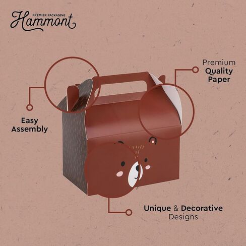Hammont Paper Treat Boxes - (10 Pack) - Party Favors Treat Container Cookie Boxes Cute Designs Perfect for Parties and Celebrations 6.25" x 3.75" x 3.5" (Ladybug) in Saudi Arabia