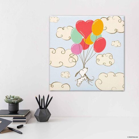 Open Road Brands Peanuts Snoopy Balloon Adventure Gallery ملفوفة ديكور جدران القماش - Adorning Snoopy Wall Art for Kids 'Bed Bedroom in Kuwait