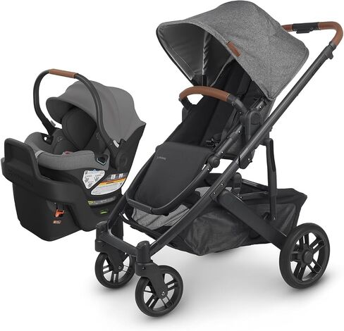UPPAbaby Travel System, Includes Cruz V2 Stroller + Aria Lightweight Car Seat Combo - Toddler Seat, Rain Shield, Storage Bag, Car Seat, Base + Infant Insert Included - Greyson (Charcoal Mélange) in Saudi Arabia