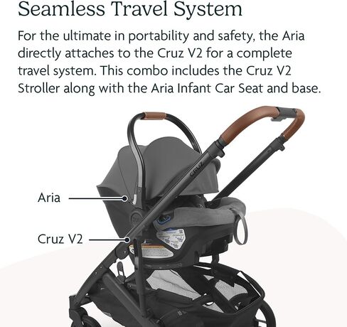 نظام السفر Uppababy ، يشمل Cruz V2 Stroller + Combo Lightweight Seat Sent - مقعد صغير ، درع المطر ، حقيبة تخزين ، مقعد السيارة ، قاعدة ضمنية ضمنية متضمنة - Greyson (Charcoal Mélange) in Saudi Arabia
