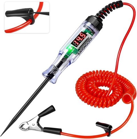 ضوء اختبار السيارات مع شاشة رقمية LED 3-48 فولت، جهاز اختبار دائرة السيارات مع الفولتميتر وضوء مؤشر قطبية مزدوج اللون، قلم اختبار الجهد مع مسبار غير قابل للصدأ in Kuwait