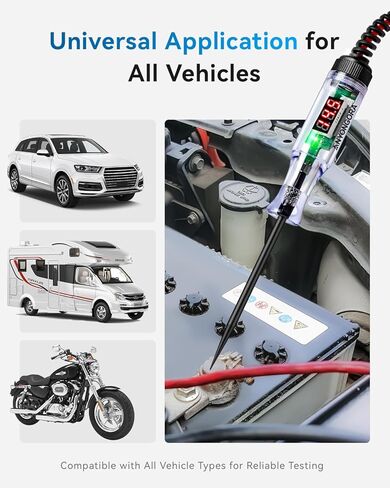 ضوء اختبار السيارات مع شاشة رقمية LED 3-48 فولت، جهاز اختبار دائرة السيارات مع الفولتميتر وضوء مؤشر قطبية مزدوج اللون، قلم اختبار الجهد مع مسبار غير قابل للصدأ in Kuwait