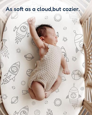Bedside Sleeper Bassinet Fitted Sheets 33x20 for Maxi COSI Iora, Koola Baby, Baby Joy, Angelbliss, Kidsclub Bedside Bassinet - Buttery Soft Sheets, 2 Pack in Saudi Arabia