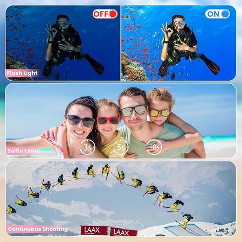 4K Digital Camera Waterproof, Point and Shoot Cameras for Photography, 10FT Underwater Camera with Dual Screens,18X Digital Zoom, 32GB TF Card, Selfie Cameras for Teens Beginners Girls Boys Kids(Pink) in Saudi Arabia