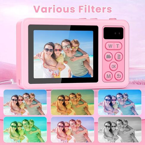 4K Digital Camera Waterproof, Point and Shoot Cameras for Photography, 10FT Underwater Camera with Dual Screens,18X Digital Zoom, 32GB TF Card, Selfie Cameras for Teens Beginners Girls Boys Kids(Pink) in Saudi Arabia