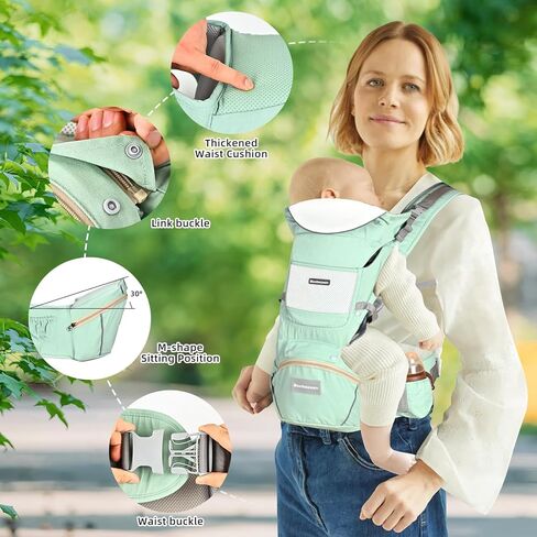 حاملة أطفال مع مقعد الورك ، وضع مريح في الموضع 6 في 1 حاملة الأطفال للأطفال الصغار ، حاملة حامل للأطفال قابلة للتعديل ، جميع الفصول (رمادية) in Kuwait