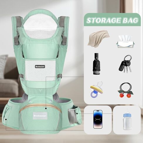 حاملة أطفال مع مقعد الورك ، وضع مريح في الموضع 6 في 1 حاملة الأطفال للأطفال الصغار ، حاملة حامل للأطفال قابلة للتعديل ، جميع الفصول (رمادية) in Kuwait