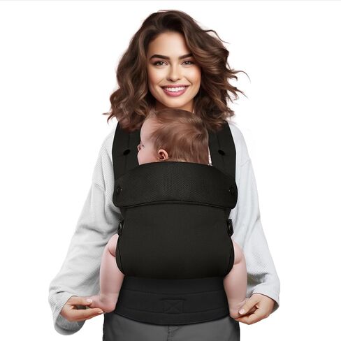Embrace Baby Carrier Newborn to Toddler, Ergonomic, Cozy and Lightweight Infant Carrier for 7-44lbs Babies with Enhanced Lumbar & Adjustable Neck Support Hands-Free Child Wrap Straps (Black) in Saudi Arabia