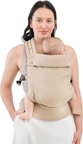 Baby Carrier - Premium Fibers 100% Linen, for Newborn to Toddler, Compact & Adjustable, Ergonomic with Lumbar Support, 7-44 pounds, Brownish Orange in Kuwait