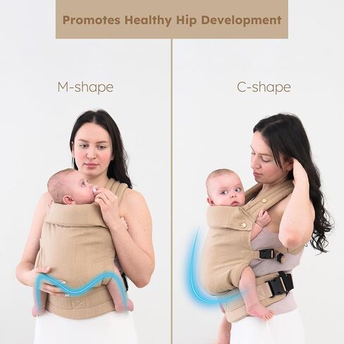Baby Carrier - Premium Fibers 100% Linen, for Newborn to Toddler, Compact & Adjustable, Ergonomic with Lumbar Support, 7-44 pounds, Brownish Orange in Kuwait