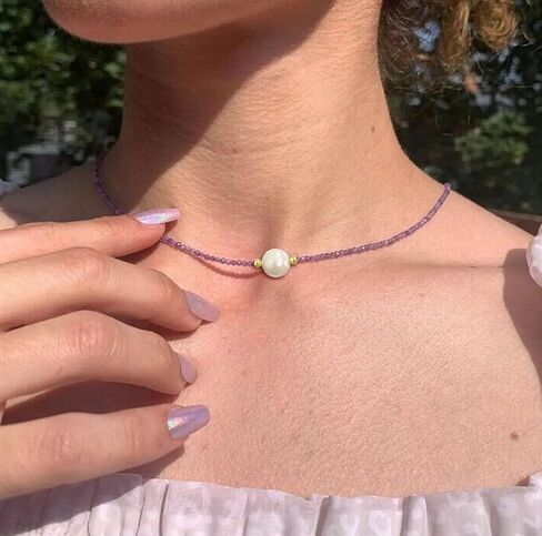 Black Spinel Necklace, Black Necklace for Women, Freshwater Pearl Necklace for Handmade Jewelry, Black Crystal Necklace for Goth Accessories in Kuwait