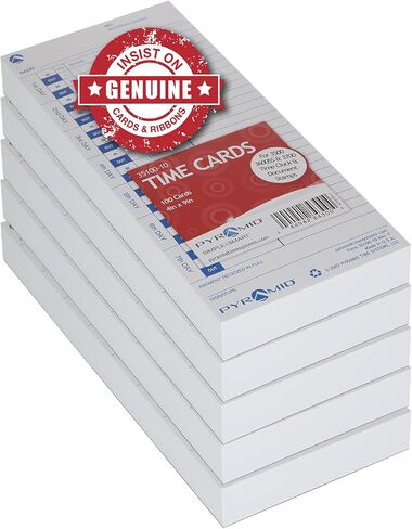 Pyramid Time Systems - 30% Recycled Time Cards (35100-10) for Pyramid Models 3500, 3500ss, 3600SS, and 3700 Time Clock and Document Stamp, Single Sided Time Sheets (4 X 9 Inches) - 300 Time Cards in Saudi Arabia