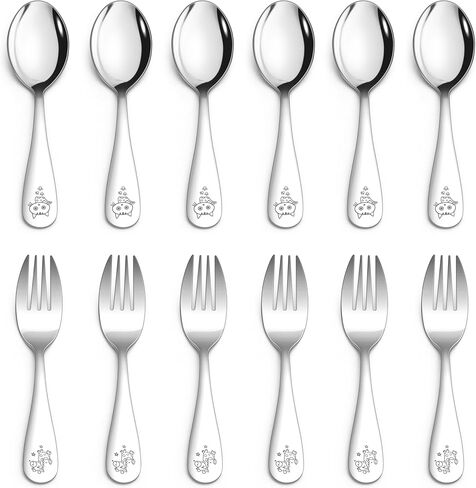 HaWare 10-Piece Stainless Steel Toddler Utensils Set | Food Grade Spoons and Forks Set for Kids, Self Feeding Child Eating Utensils, Metal Silverware Set in Saudi Arabia