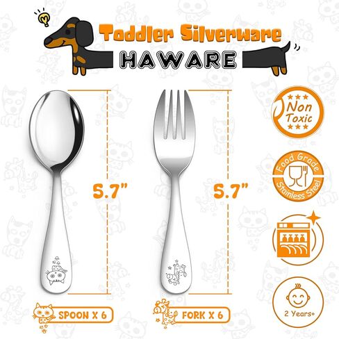 HaWare 10-Piece Stainless Steel Toddler Utensils Set | Food Grade Spoons and Forks Set for Kids, Self Feeding Child Eating Utensils, Metal Silverware Set in Saudi Arabia