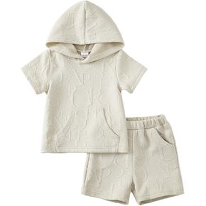 Toddler Baby Boy Clothes Summer Outfits Short Sleeve Hooded T Shirt Tops Casual Shorts Set 2Pcs Little Boy Clothes